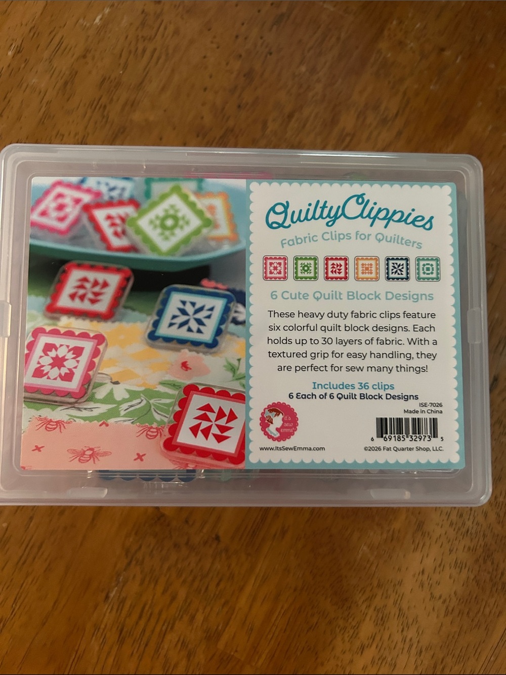See Emma Quilty Clippers Set includes 36 clips in Six Designs